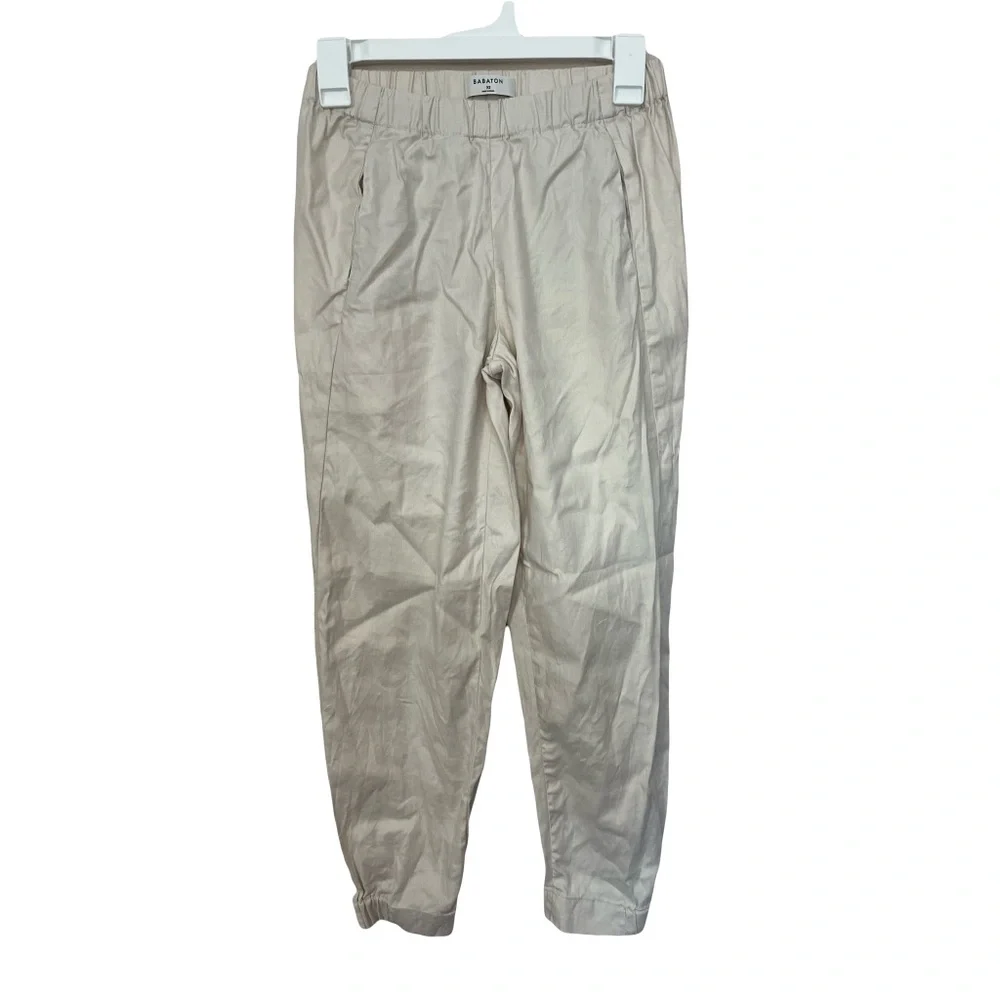 Aritzia Babaton Dexter Pants Linen Blend Light Beige Cream Pull On Joggers XS